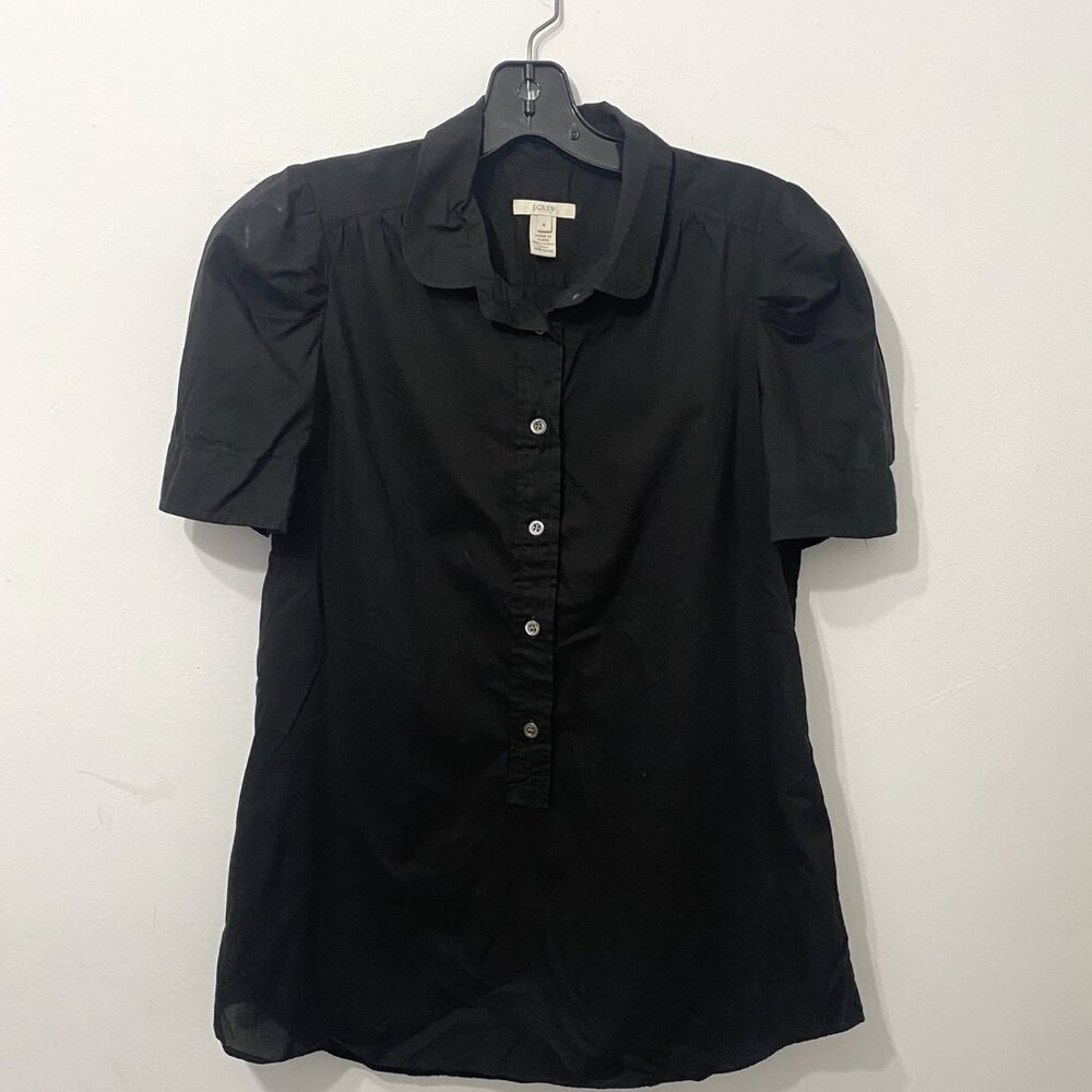 J.Crew Short Sleeve Black ¾ button up Top Women’s Size 4